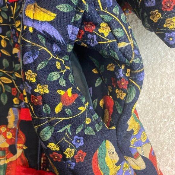 Qianbaiy Chinese Style Printed Quilted Long Coat Jacket S - Picture 12 of 16